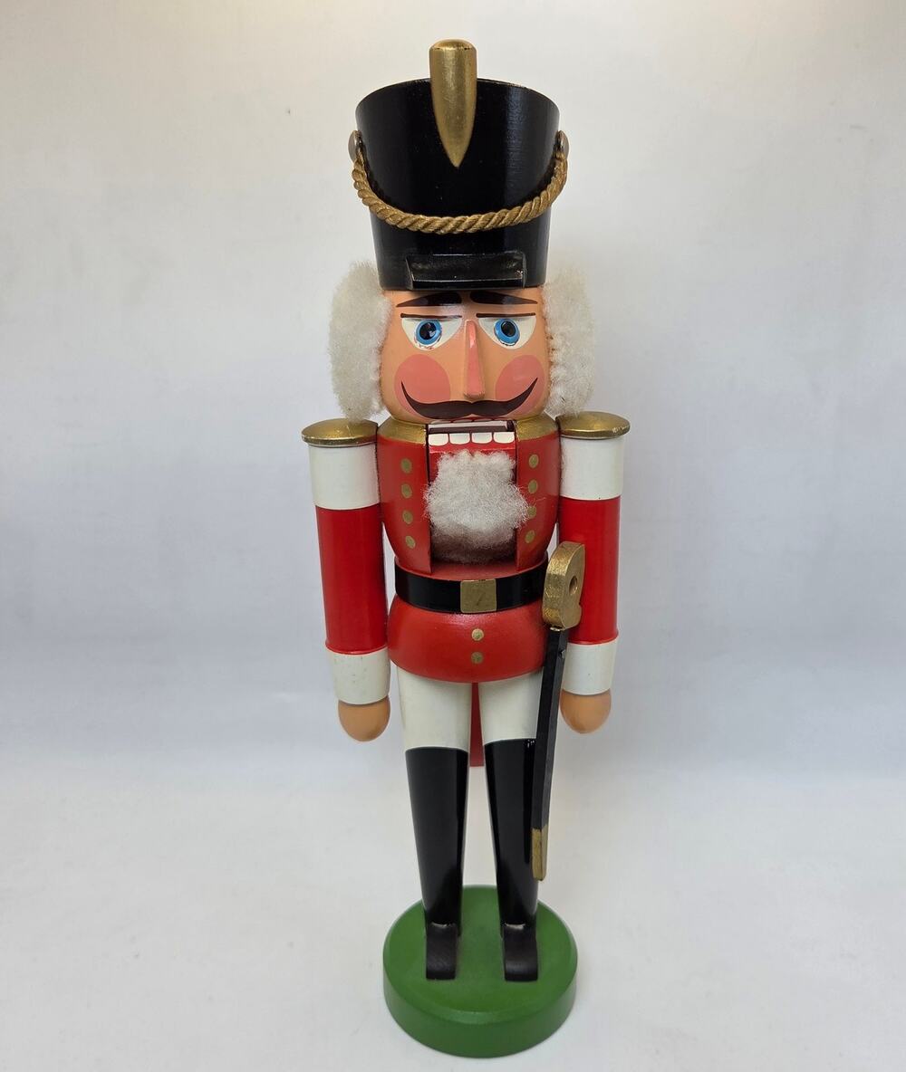 Erzgebirge DDR Wooden Nutcracker Soldier 11" Vintage East Germany Decor